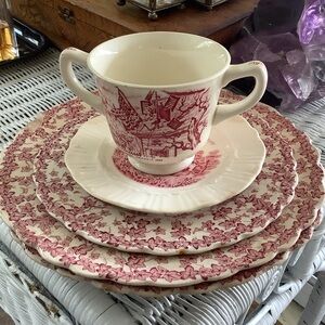 Antique Red Transferware